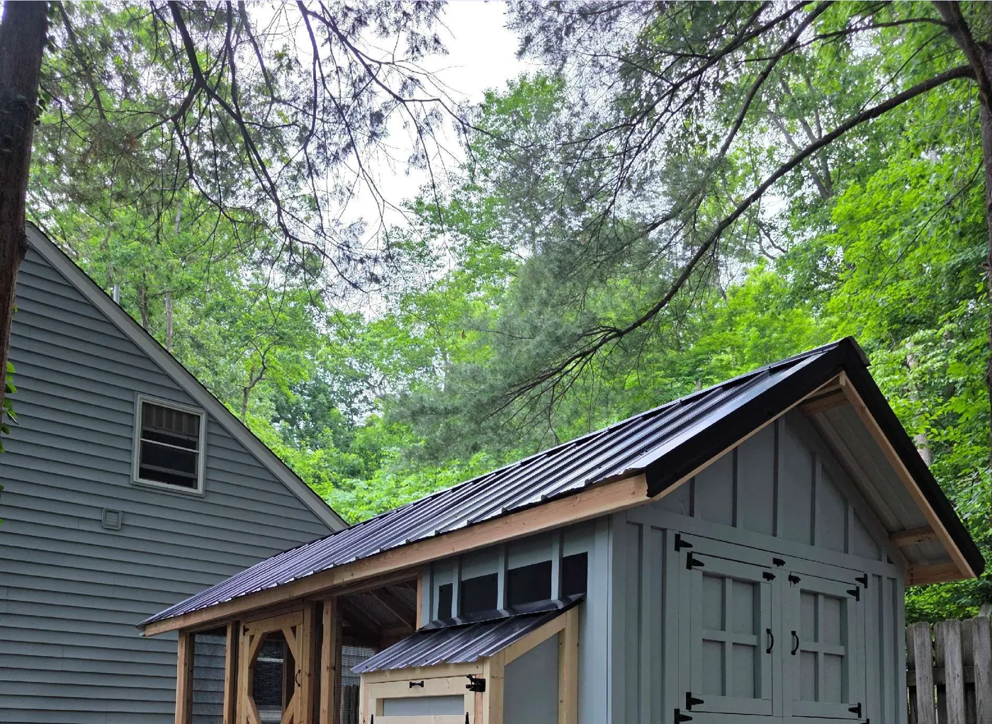 The Cottage 6′ × 16′ chicken coop, view 2, built by Triano Farms in New Jersey
